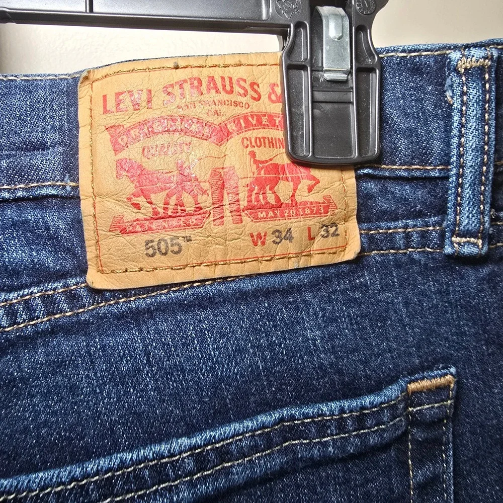 Levi's 505 Jeans Mens W34 L32 Dark Wash Regular Fit‎ Denim Pants